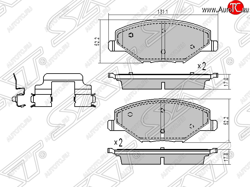 1 299 р. Колодки тормозные SAT (передние)  Skoda Rapid ( NH3,  NH1) (2012-2017), Volkswagen Polo  5 (2009-2020)  с доставкой в г. Набережные‑Челны