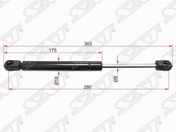 569 р. Газовый упор крышки багажника SAT  Skoda Superb  седан (2001-2006), Volkswagen Passat  B5 (1996-2000)  с доставкой в г. Набережные‑Челны. Увеличить фотографию 1