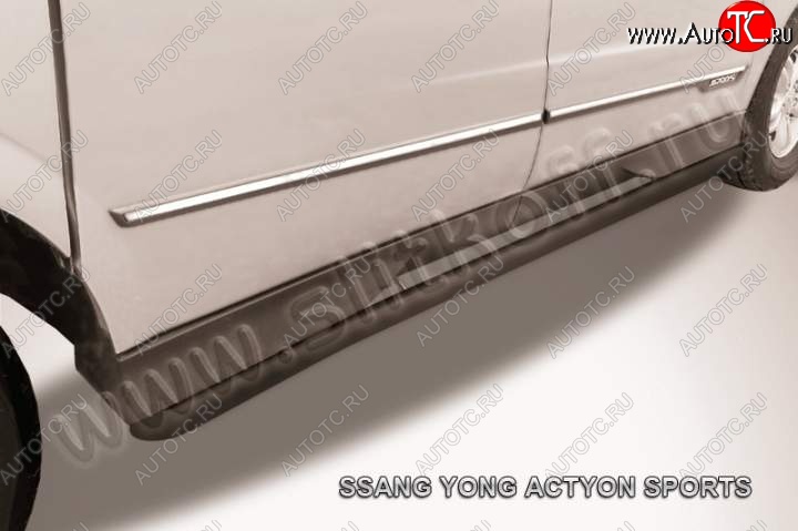 11 999 р. Защита порогов Slitkoff SSANGYONG Actyon Sport (2012-2024) (Цвет: серебристый)  с доставкой в г. Набережные‑Челны