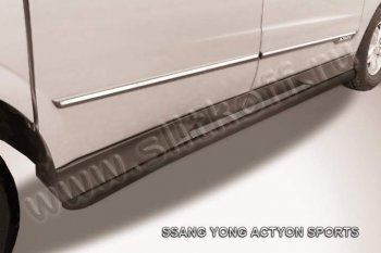 10 199 р. Защита порогов Slitkoff SSANGYONG Actyon Sport (2012-2025) (Цвет: серебристый)  с доставкой в г. Набережные‑Челны. Увеличить фотографию 1