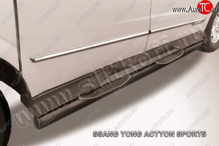 11 999 р. Защита порогов Slitkoff SSANGYONG Actyon Sport (2012-2025) (Цвет: серебристый)  с доставкой в г. Набережные‑Челны