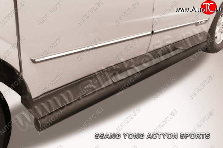 11 499 р. Защита порогов Slitkoff  SSANGYONG Actyon Sport (2012-2024) (Цвет: серебристый)  с доставкой в г. Набережные‑Челны