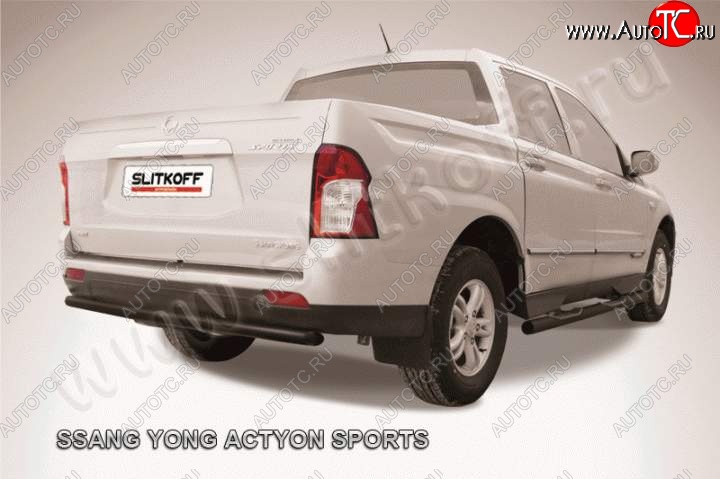 6 749 р. Защита задняя Slitkoff SSANGYONG Actyon Sport (2012-2024) (Цвет: серебристый)  с доставкой в г. Набережные‑Челны