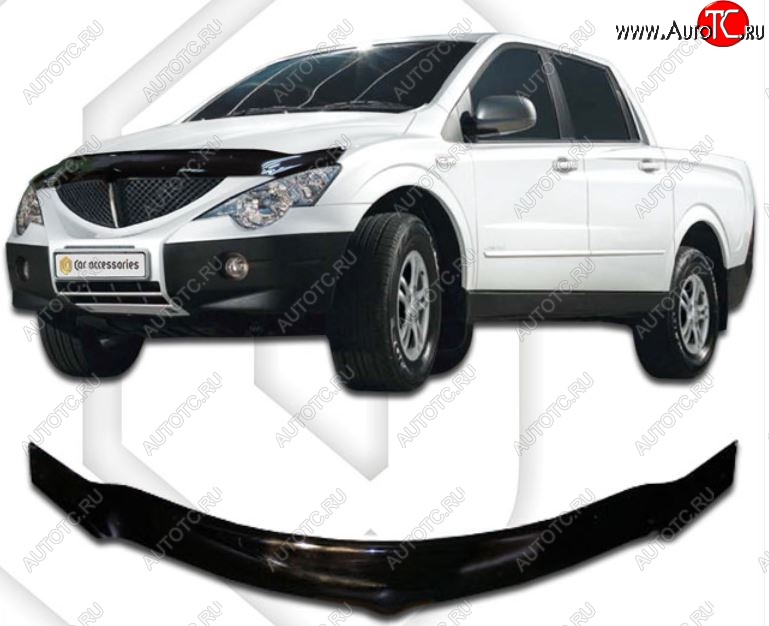 2 699 р. Дефлектор капота CA-Plastiс exclusive SSANGYONG Actyon 1 (2006-2010) (Classic черный, Без надписи)  с доставкой в г. Набережные‑Челны