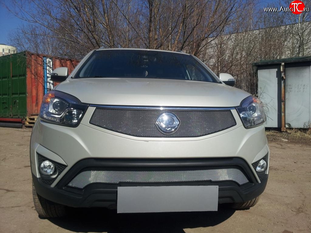 1 539 р. Верхняя сетка на бампер Russtal (хром) SSANGYONG Actyon рестайлинг (2013-2021)  с доставкой в г. Набережные‑Челны