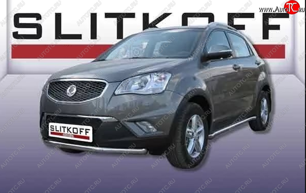 12 999 р. Одинарная защита переднего бампера Slitkoff 57мм SSANGYONG Actyon дорестайлинг (2010-2013) (Цвет: нержавеющая полированная сталь)  с доставкой в г. Набережные‑Челны