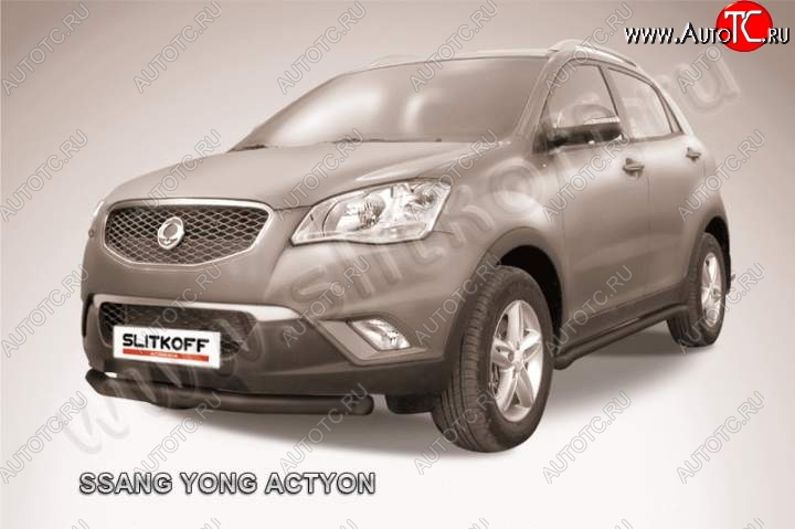 9 449 р. защита переднего бампера Slitkoff  SSANGYONG Actyon (2010-2013) дорестайлинг (Цвет: серебристый)  с доставкой в г. Набережные‑Челны