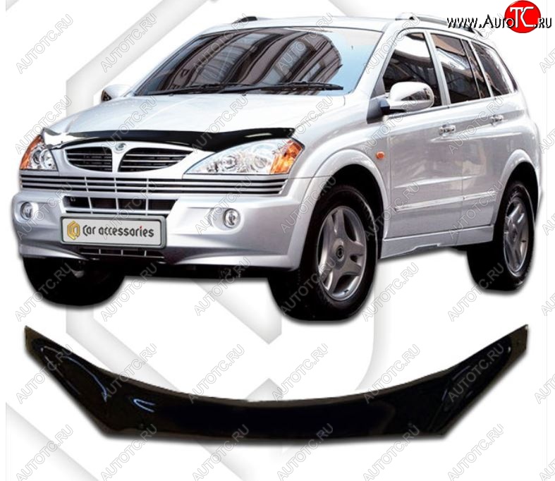 2 199 р. Дефлектор капота CA-Plastiс exclusive SSANGYONG Kyron дорестайлинг (2005-2007) (Classic черный, Без надписи)  с доставкой в г. Набережные‑Челны