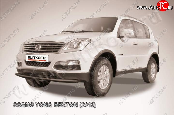 6 799 р. Защита переднего бампер Slitkoff  SSANGYONG Rexton  Y290 (2012-2017) (Цвет: серебристый)  с доставкой в г. Набережные‑Челны