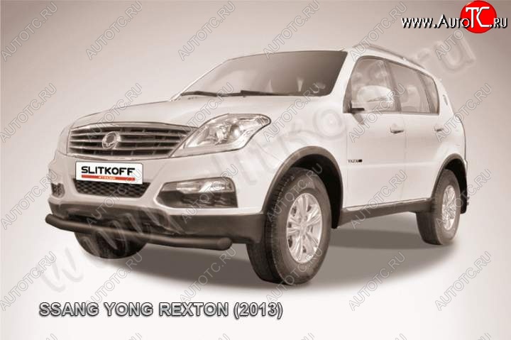 8 999 р. Защита переднего бампер Slitkoff  SSANGYONG Rexton  Y290 (2012-2017) (Цвет: серебристый)  с доставкой в г. Набережные‑Челны