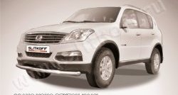 12 849 р. Одинарная защита переднего бампера диаметром 76 мм Slitkoff  SSANGYONG Rexton  Y290 (2012-2017) (Цвет: нержавеющая полированная сталь)  с доставкой в г. Набережные‑Челны. Увеличить фотографию 1