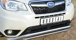 25 599 р. Защита переднего бампера (2 трубыØ63 мм, волна, нержавейка) SLITKOFF Subaru Forester SJ дорестайлинг (2012-2016)  с доставкой в г. Набережные‑Челны. Увеличить фотографию 2