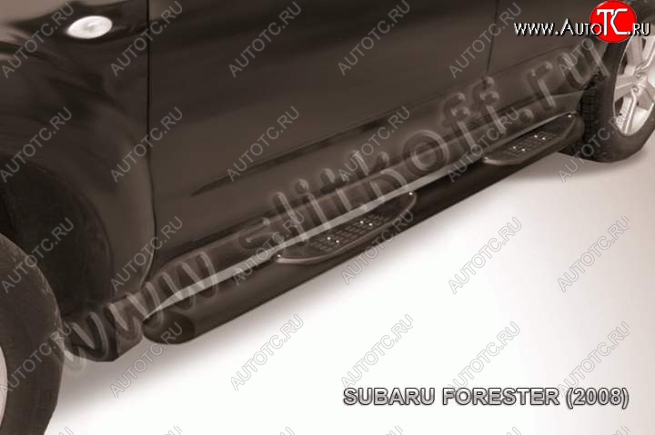 13 749 р. Защита порогов Slitkoff Subaru Forester SH (2008-2013) (Цвет: серебристый)  с доставкой в г. Набережные‑Челны