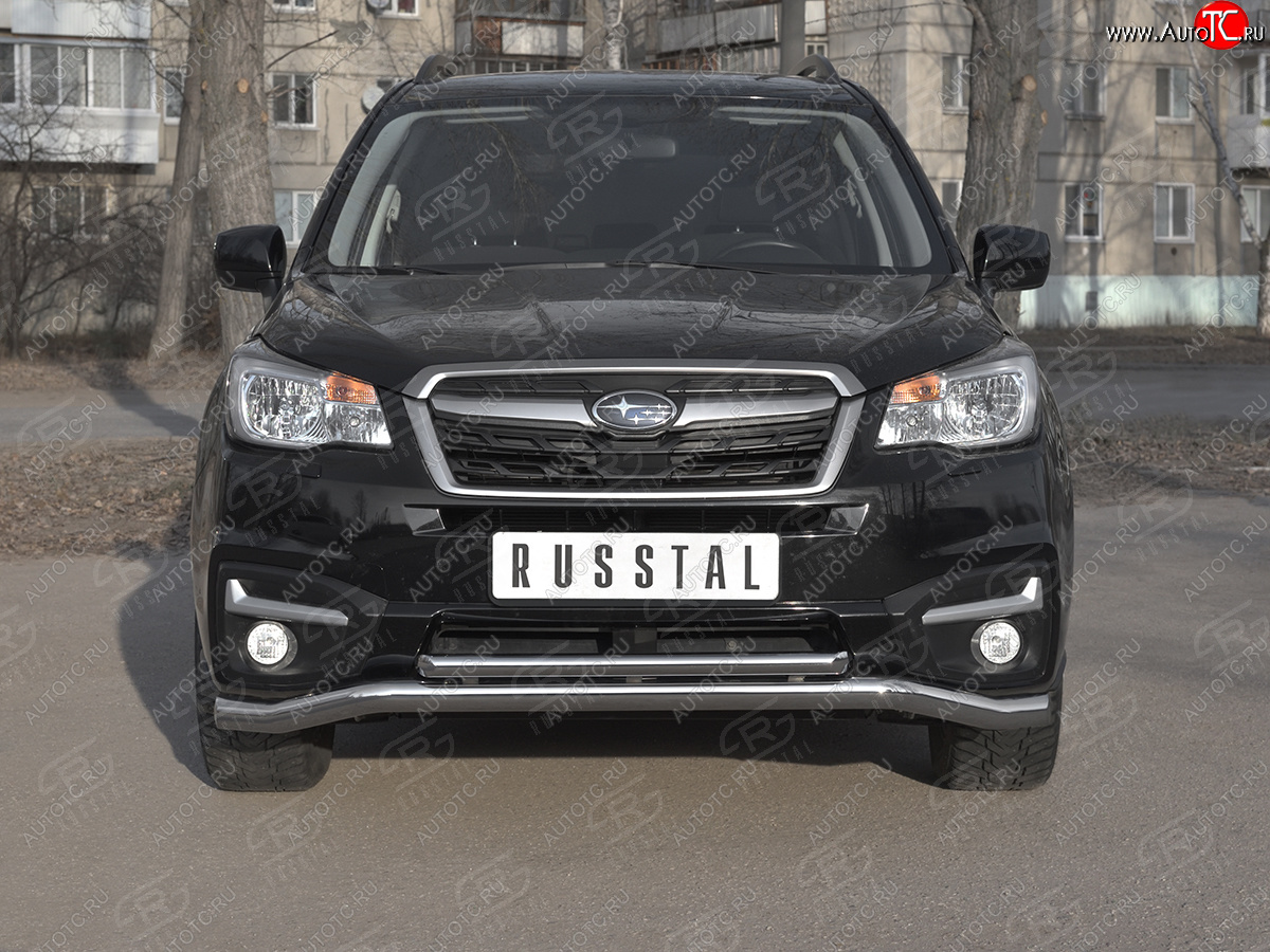 27 999 р. Защита переднего бампера (2 трубы Ø63 и 42 мм, нержавейка) SLITKOFF Subaru Forester SJ рестайлинг (2016-2019)  с доставкой в г. Набережные‑Челны