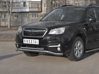 27 999 р. Защита переднего бампера (2 трубы Ø63 и 42 мм, нержавейка) SLITKOFF Subaru Forester SJ рестайлинг (2016-2019)  с доставкой в г. Набережные‑Челны. Увеличить фотографию 2