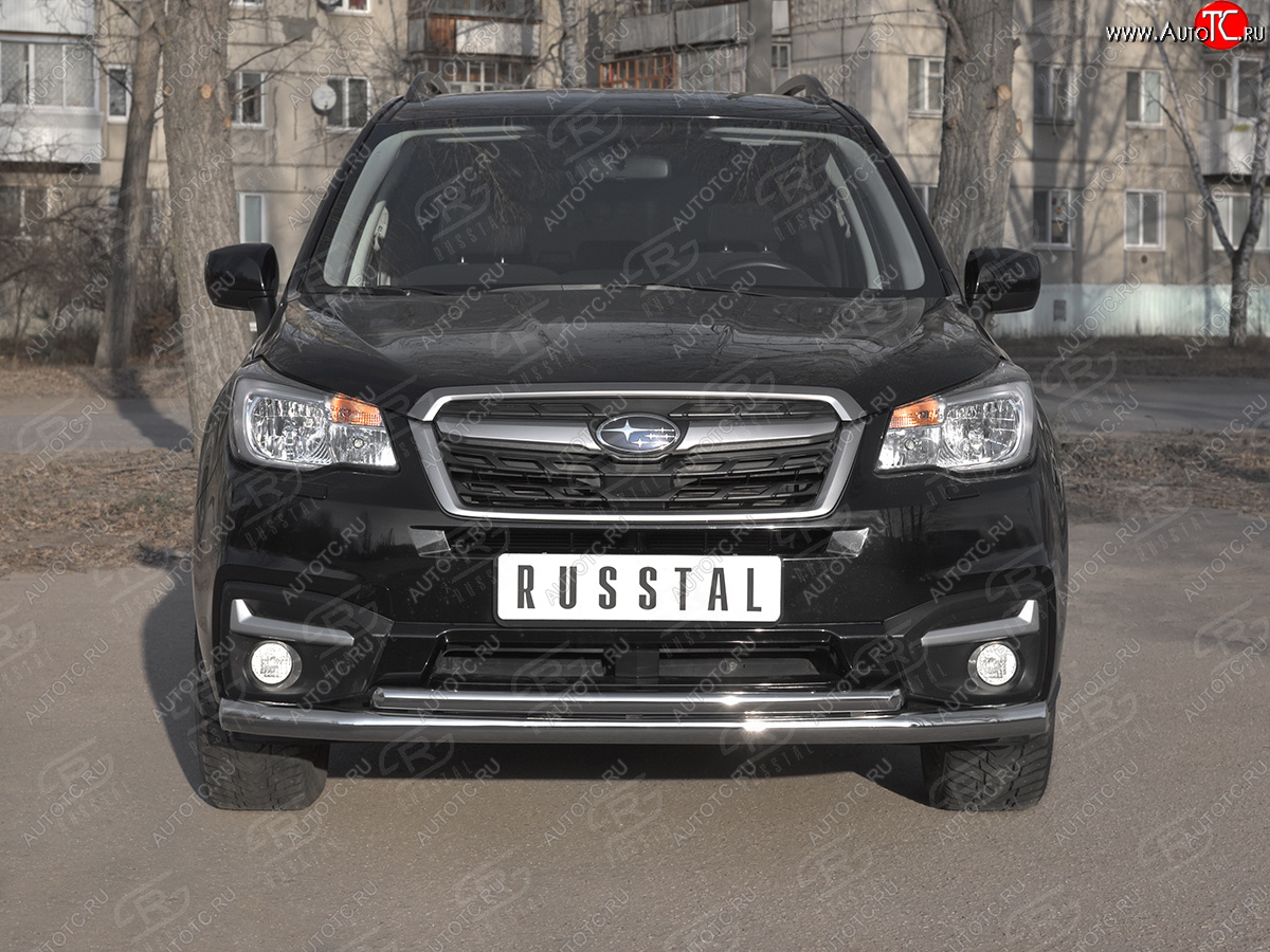 26 999 р. Защита переднего бампера SLITKOFF d63 секции-d42 дуга  Subaru Forester  SJ (2016-2019) рестайлинг  с доставкой в г. Набережные‑Челны