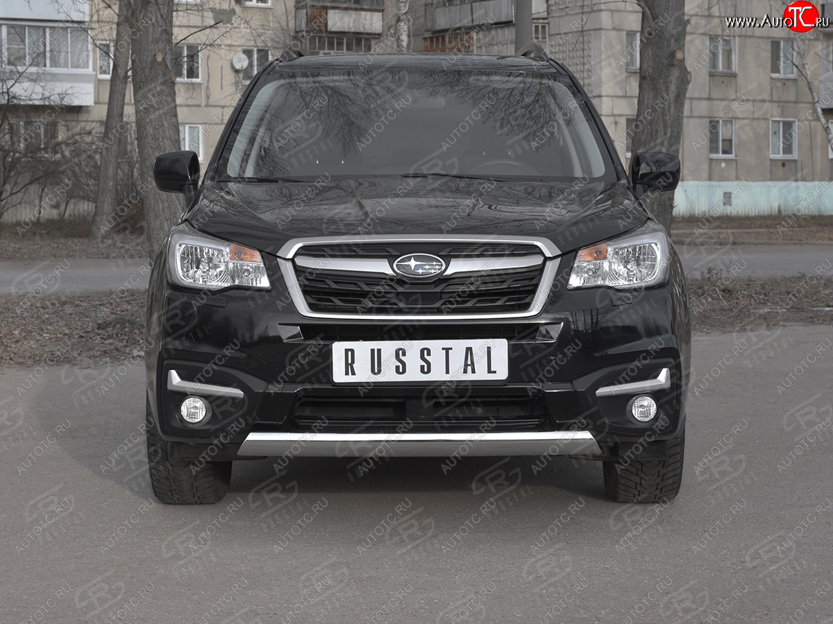 15 649 р. Защита переднего бампера (Ø75x42 мм, нержавейка) Russtal Subaru Forester SJ рестайлинг (2016-2019)  с доставкой в г. Набережные‑Челны