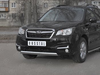 15 649 р. Защита переднего бампера (Ø75x42 мм, нержавейка) Russtal Subaru Forester SJ рестайлинг (2016-2019)  с доставкой в г. Набережные‑Челны. Увеличить фотографию 2