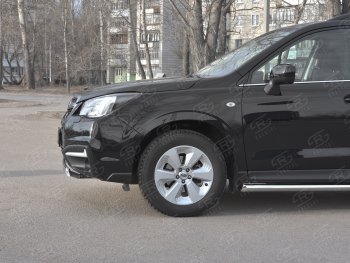 15 649 р. Защита переднего бампера (Ø75x42 мм, нержавейка) Russtal Subaru Forester SJ рестайлинг (2016-2019)  с доставкой в г. Набережные‑Челны. Увеличить фотографию 3