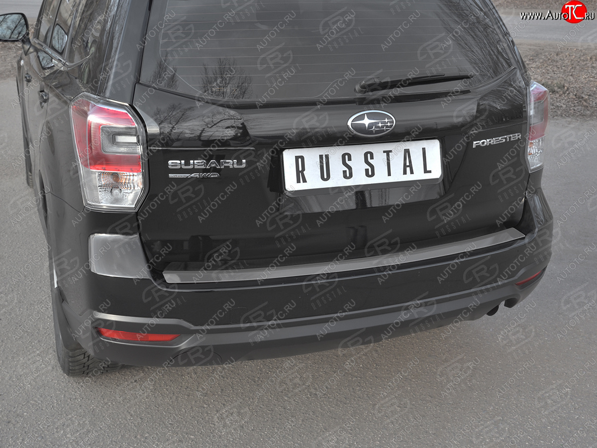 2 599 р. Защитная накладка заднего бампера на Russtal Subaru Forester SJ рестайлинг (2016-2019) (Нержавейка полированная)  с доставкой в г. Набережные‑Челны