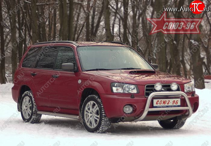 9 224 р. Защита переднего бампера Souz-96 (d60) Subaru Forester SG дорестайлинг (2002-2005)  с доставкой в г. Набережные‑Челны