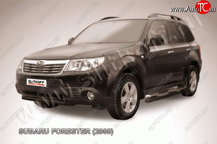 4 999 р. защита переднего бампера Slitkoff  Subaru Forester  SH (2008-2013) (Цвет: серебристый)  с доставкой в г. Набережные‑Челны