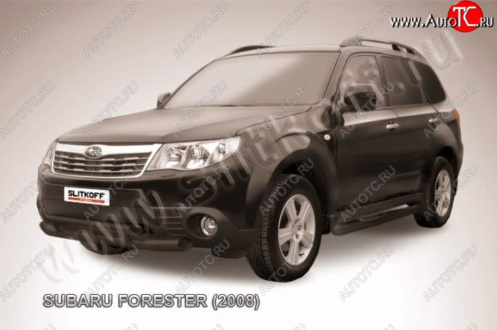 11 399 р. Защита переднего бампер Slitkoff Subaru Forester SH (2008-2013) (Цвет: серебристый)  с доставкой в г. Набережные‑Челны