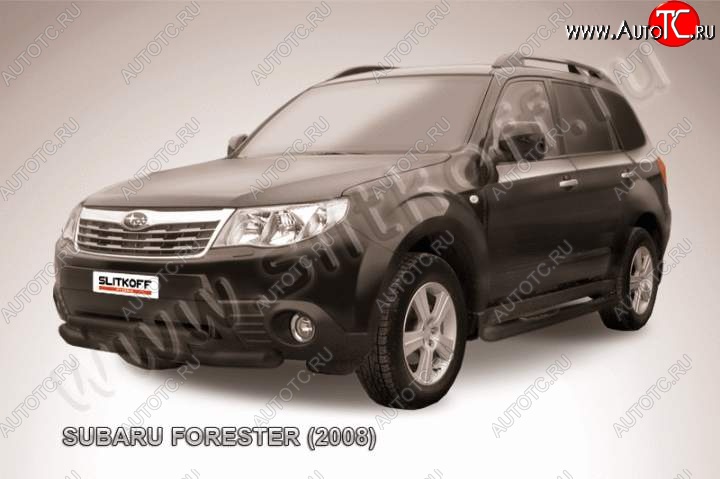 12 549 р. Защита переднего бампер Slitkoff Subaru Forester SH (2008-2013) (Цвет: серебристый)  с доставкой в г. Набережные‑Челны