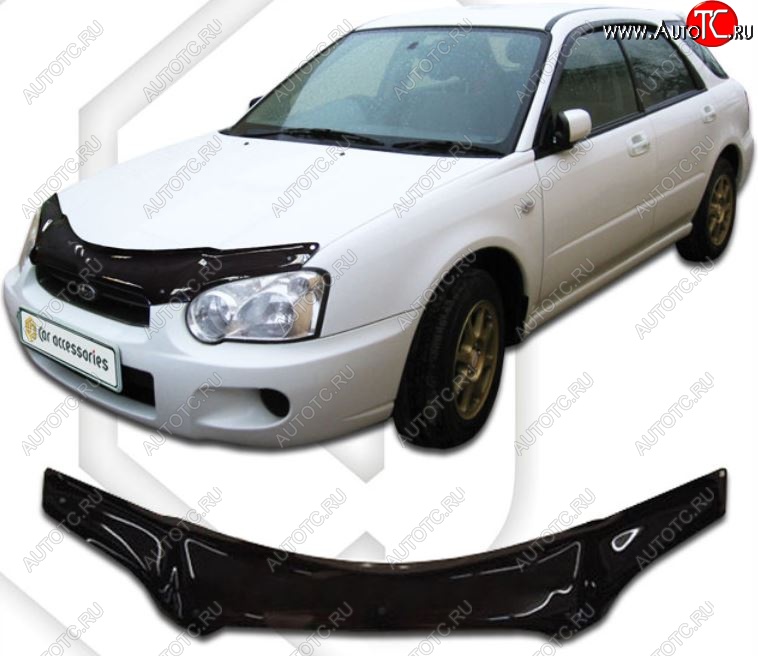 2 159 р. Дефлектор капота (GD2, GDA) CA-Plastiс  Subaru Impreza ( GD,  GG) (2002-2005) седан 1-ый рестайлинг, хэтчбэк 1-ый рестайлинг (Classic черный, Без надписи)  с доставкой в г. Набережные‑Челны