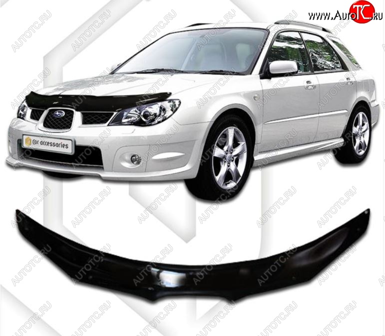 1 999 р. Дефлектор капота CA-Plastiс  Subaru Impreza ( GD,  GG) (2005-2007) седан 2-ой рестайлинг, хэтчбэк 2-ой рестайлинг (Classic черный, Без надписи)  с доставкой в г. Набережные‑Челны