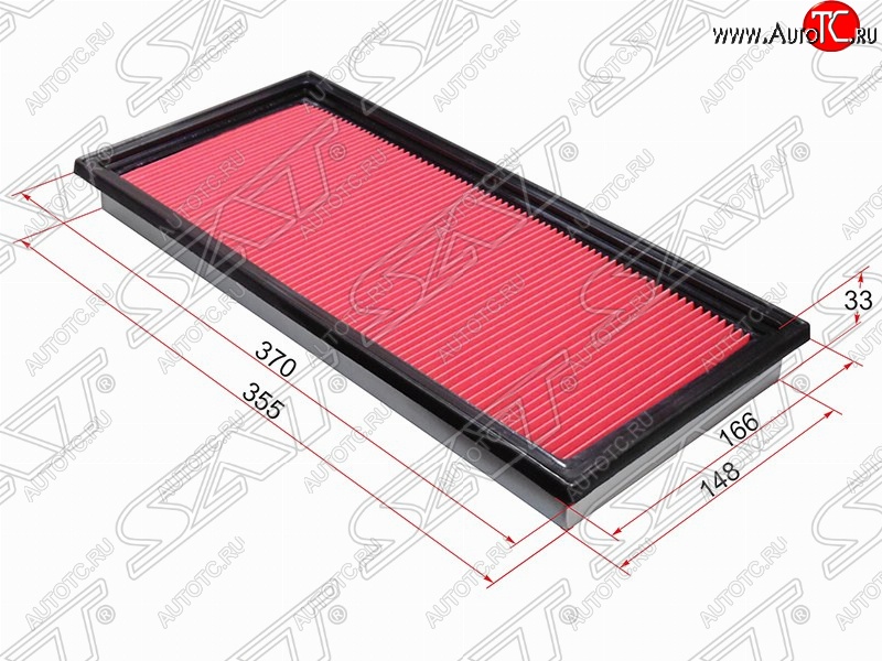 349 р. Фильтр воздушный двигателя SAT (370х168х33 mm)  Subaru Impreza ( GD,  GG) - Outback  BH/BE12  с доставкой в г. Набережные‑Челны