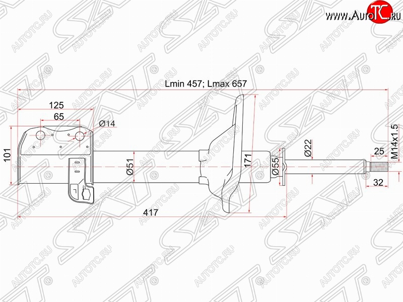 4 649 р. Левый амортизатор задний 4WD SAT Subaru Impreza GC седан (1992-2000)  с доставкой в г. Набережные‑Челны