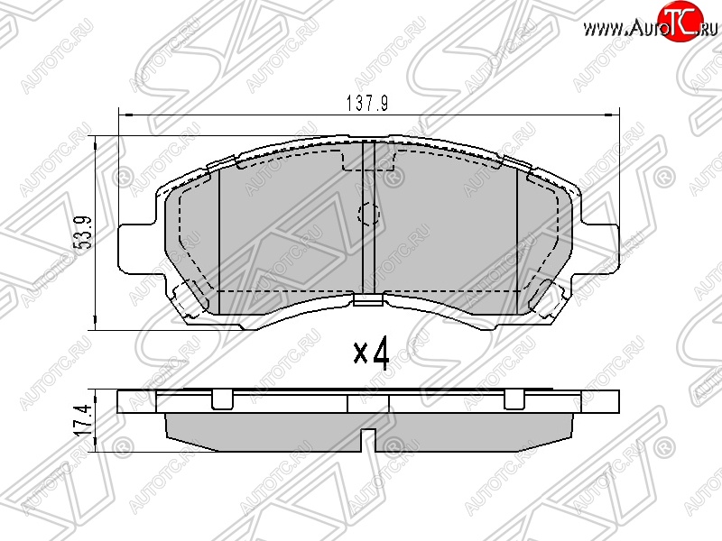 1 179 р. Колодки тормозные SAT (передние)  Subaru Impreza ( GC,  GD) - Outback ( BH/BE12,  BP)  с доставкой в г. Набережные‑Челны