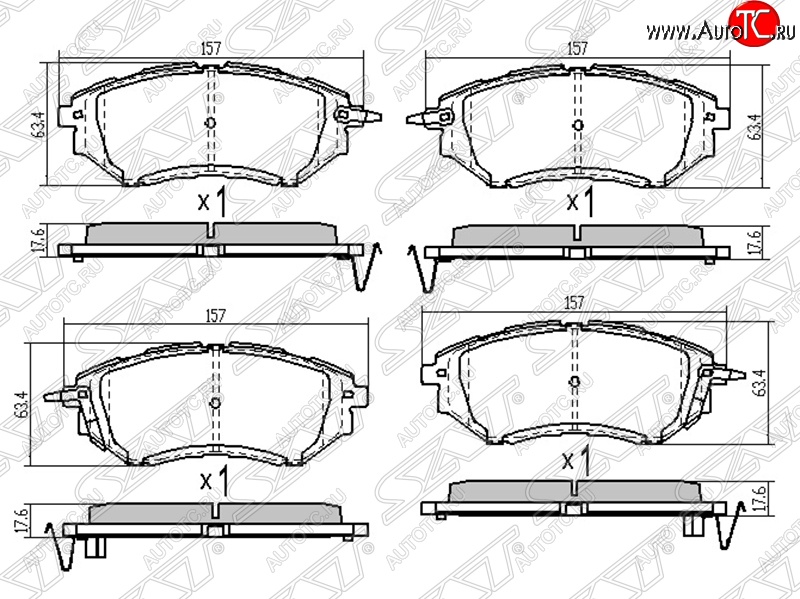 1 659 р. Колодки тормозные SAT (передние) Subaru Legacy BL/B13 дорестайлинг седан (2003-2006)  с доставкой в г. Набережные‑Челны