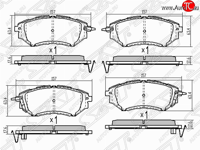 1 659 р. Колодки тормозные (передние) SAT Subaru Legacy BL/B13 дорестайлинг седан (2003-2006)  с доставкой в г. Набережные‑Челны