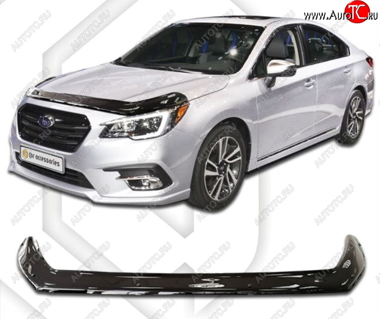 2 899 р. Дефлектор капота CA-Plastiс exclusive Subaru Legacy BN/B15 рестайлинг седан (2017-2024) (Classic черный, Без надписи)  с доставкой в г. Набережные‑Челны