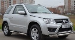 21 349 р. Защита переднего бампера (2 трубыØ76 и 42 мм, нержавейка) SLITKOFF  Suzuki Grand Vitara  JT (2012-2016) 3 двери 2-ой рестайлинг  с доставкой в г. Набережные‑Челны. Увеличить фотографию 2