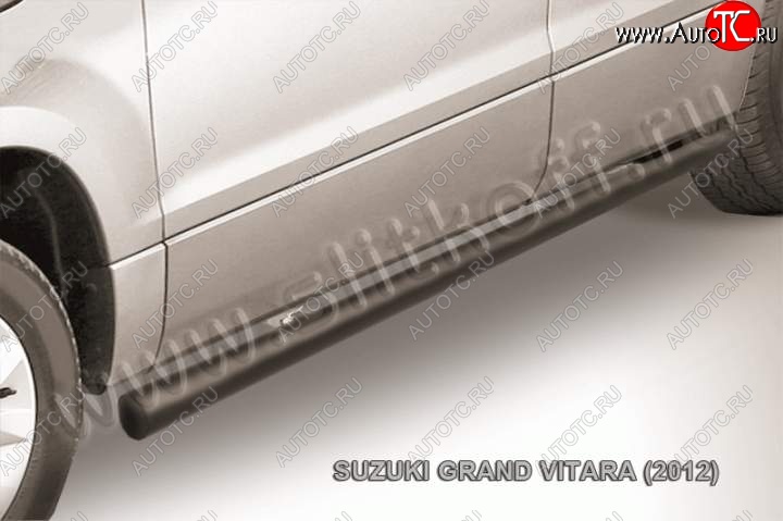 10 949 р. Защита порогов Slitkoff  Suzuki Grand Vitara  JT 5 дверей (2012-2016) 2-ой рестайлинг (Цвет: серебристый)  с доставкой в г. Набережные‑Челны