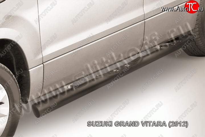 12 399 р. Защита порогов Slitkoff  Suzuki Grand Vitara  JT 5 дверей (2012-2016) 2-ой рестайлинг (Цвет: серебристый)  с доставкой в г. Набережные‑Челны