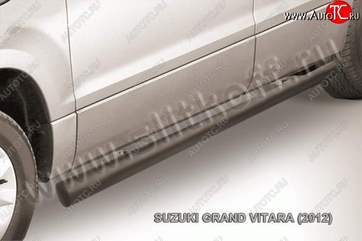 11 749 р. Защита порогов Slitkoff  Suzuki Grand Vitara  JT 5 дверей (2012-2016) 2-ой рестайлинг (Цвет: серебристый)  с доставкой в г. Набережные‑Челны