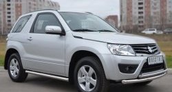 14 849 р. Защита порогов из круглой трубы диаметром 63 мм (3 дв.) Russtal Suzuki Grand Vitara JT 3 двери 2-ой рестайлинг (2012-2016) (Защита порогов с со скосами на торцах (вариант 1))  с доставкой в г. Набережные‑Челны. Увеличить фотографию 3