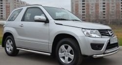 14 849 р. Защита порогов из круглой трубы диаметром 63 мм (3 дв.) Russtal Suzuki Grand Vitara JT 3 двери 2-ой рестайлинг (2012-2016) (Защита порогов с со скосами на торцах (вариант 1))  с доставкой в г. Набережные‑Челны. Увеличить фотографию 5