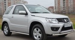 14 849 р. Защита порогов из круглой трубы диаметром 63 мм (3 дв.) Russtal Suzuki Grand Vitara JT 3 двери 2-ой рестайлинг (2012-2016) (Защита порогов с со скосами на торцах (вариант 1))  с доставкой в г. Набережные‑Челны. Увеличить фотографию 9