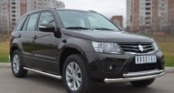 14 849 р. Защита порогов из круглой трубы диаметром 63 мм (5 дв.) Russtal Suzuki Grand Vitara JT 5 дверей 2-ой рестайлинг (2012-2016) (Защита порогов с со скосами на торцах (вариант 1))  с доставкой в г. Набережные‑Челны. Увеличить фотографию 4