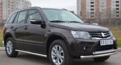 14 849 р. Защита порогов из круглой трубы диаметром 63 мм (5 дв.) Russtal Suzuki Grand Vitara JT 5 дверей 2-ой рестайлинг (2012-2016) (Защита порогов с со скосами на торцах (вариант 1))  с доставкой в г. Набережные‑Челны. Увеличить фотографию 8