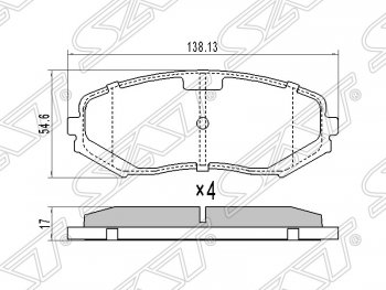 1 059 р. Колодки тормозные SAT (передние)  Suzuki Escudo ( 5,  3) - Grand Vitara ( JT 5 дверей,  JT 3 двери)  с доставкой в г. Набережные‑Челны. Увеличить фотографию 1