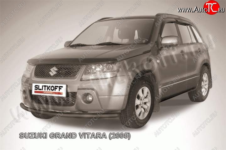 7 749 р. Защита переднего бампера Slitkoff  Suzuki Grand Vitara ( JT 5 дверей,  JT 3 двери) (2005-2008) дорестайлинг, дорестайлинг (Цвет: серебристый)  с доставкой в г. Набережные‑Челны