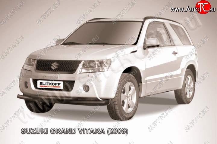 8 199 р. Защита переднего бампер Slitkoff  Suzuki Grand Vitara  JT 3 двери (2005-2008) дорестайлинг (Цвет: серебристый)  с доставкой в г. Набережные‑Челны