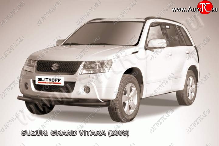 8 199 р. Защита переднего бампер Slitkoff  Suzuki Grand Vitara ( JT 3 двери,  JT 5 дверей) (2008-2012) 1-ый рестайлинг, 1-ый рестайлинг (Цвет: серебристый)  с доставкой в г. Набережные‑Челны