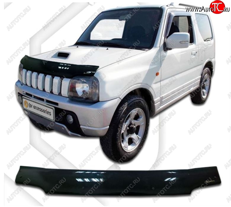 1 999 р. Дефлектор капота CA-Plastiс  Suzuki Jimny  JB23/JB43 (2002-2012) 1-ый рестайлинг (Classic черный, Без надписи)  с доставкой в г. Набережные‑Челны